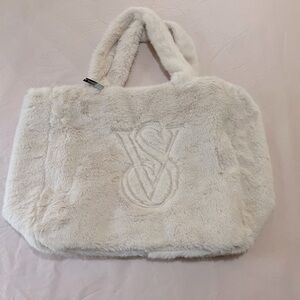 Victoria's Secret White Plush Tote Bag